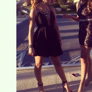 Plunge Black Strappy Dress